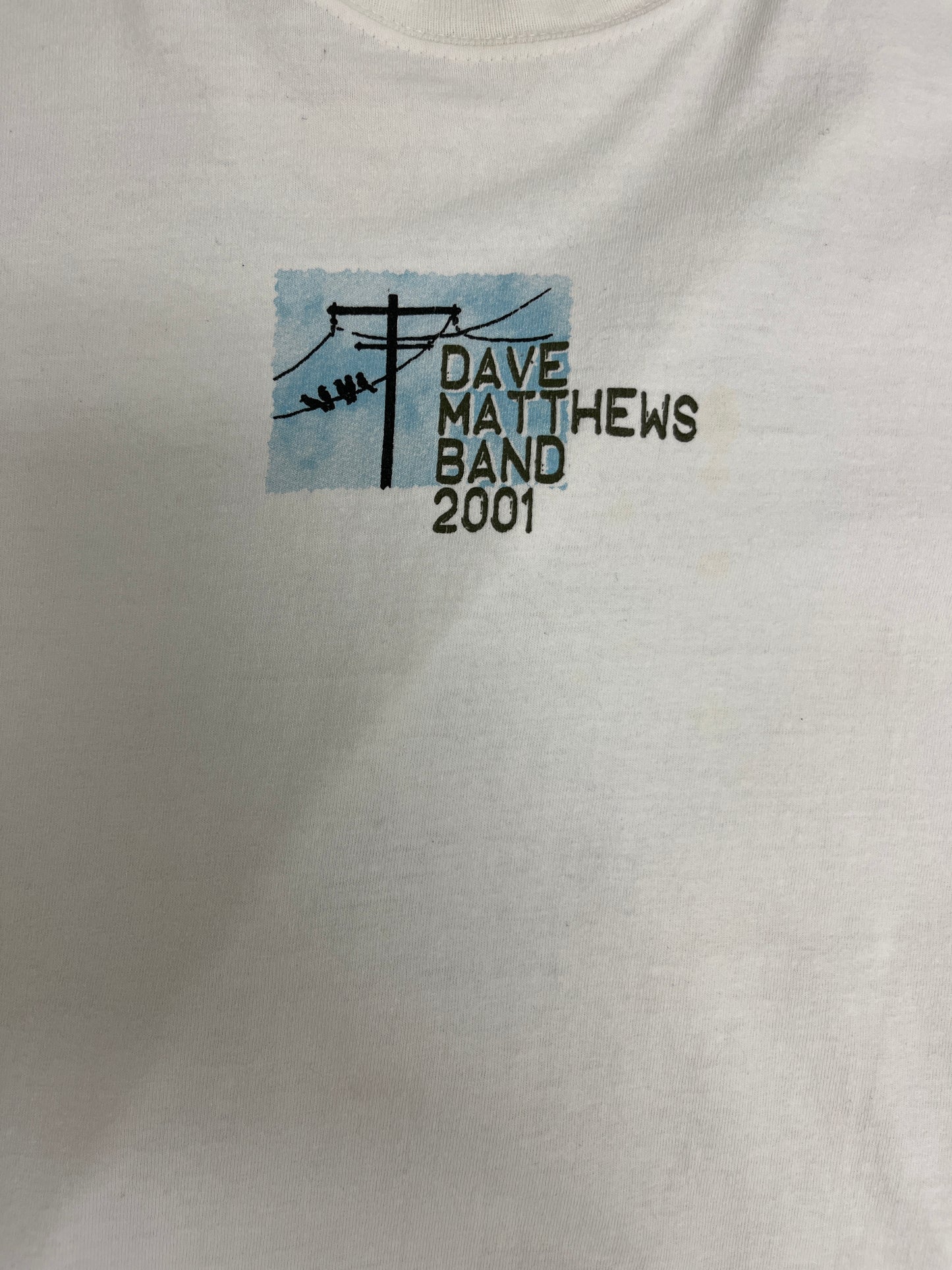 Dave Matthews Band 2001 Tour Graphic Tee | Size Large | Vintage 2000s Rock Band White T-Shirt | Made in USA | Free Shipping to USA|