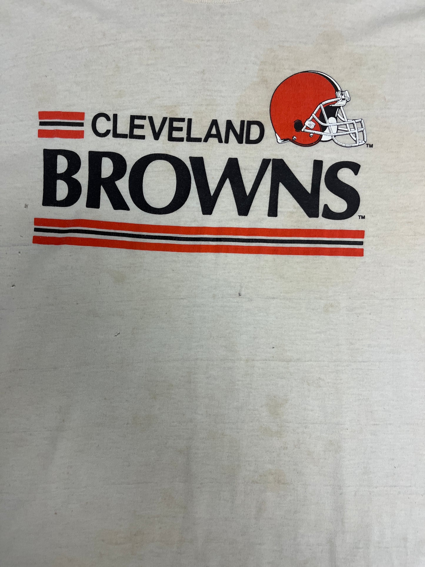 Cleveland Browns Graphic Tee | Size X-Large | Vintage 1990s Single Stitch NFL Football White T-Shirt |