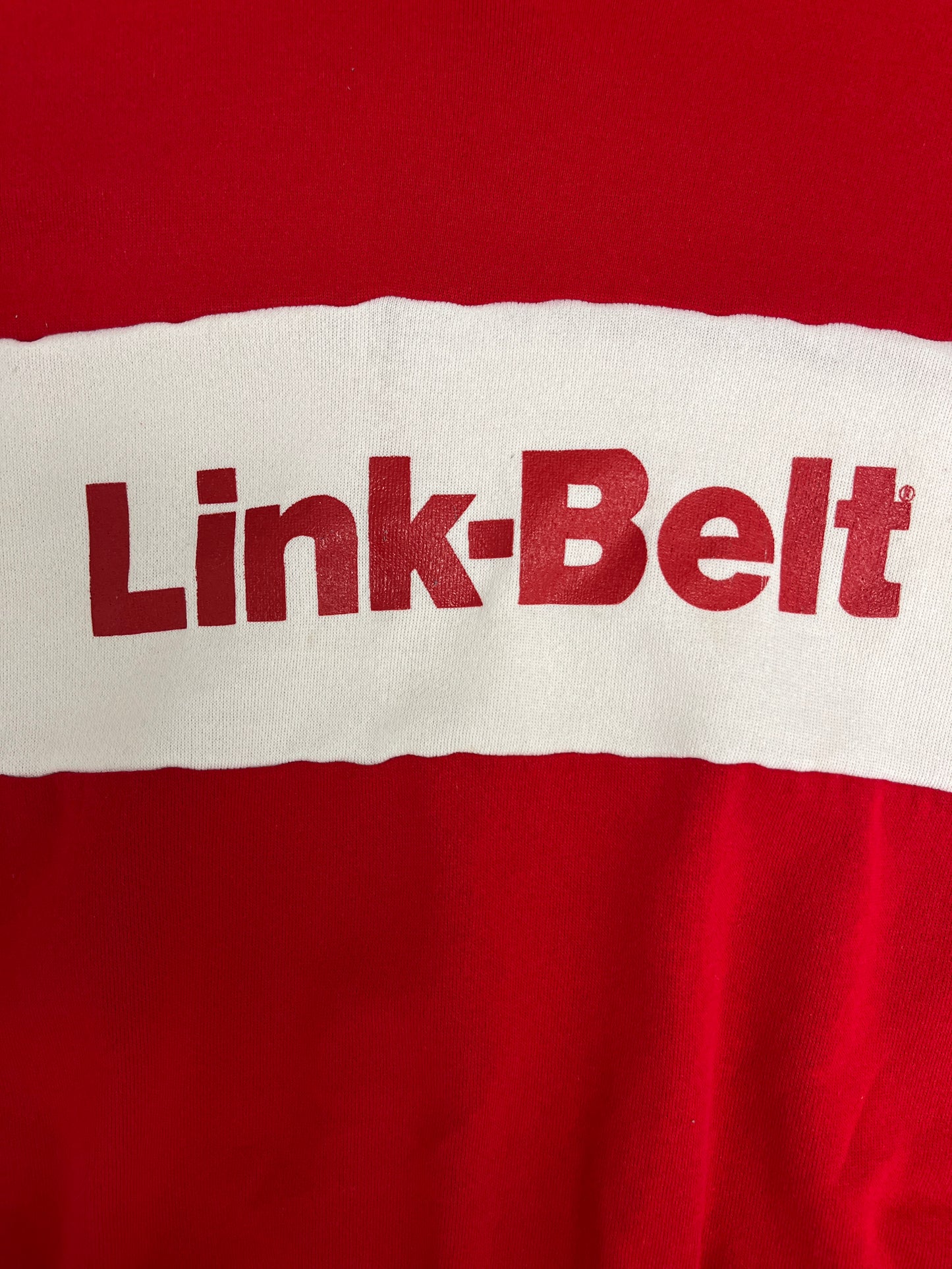 Link-Belt Cranes Graphic Crewneck | Size X-Large | Vintage 1990s Promotional Red Sweater |