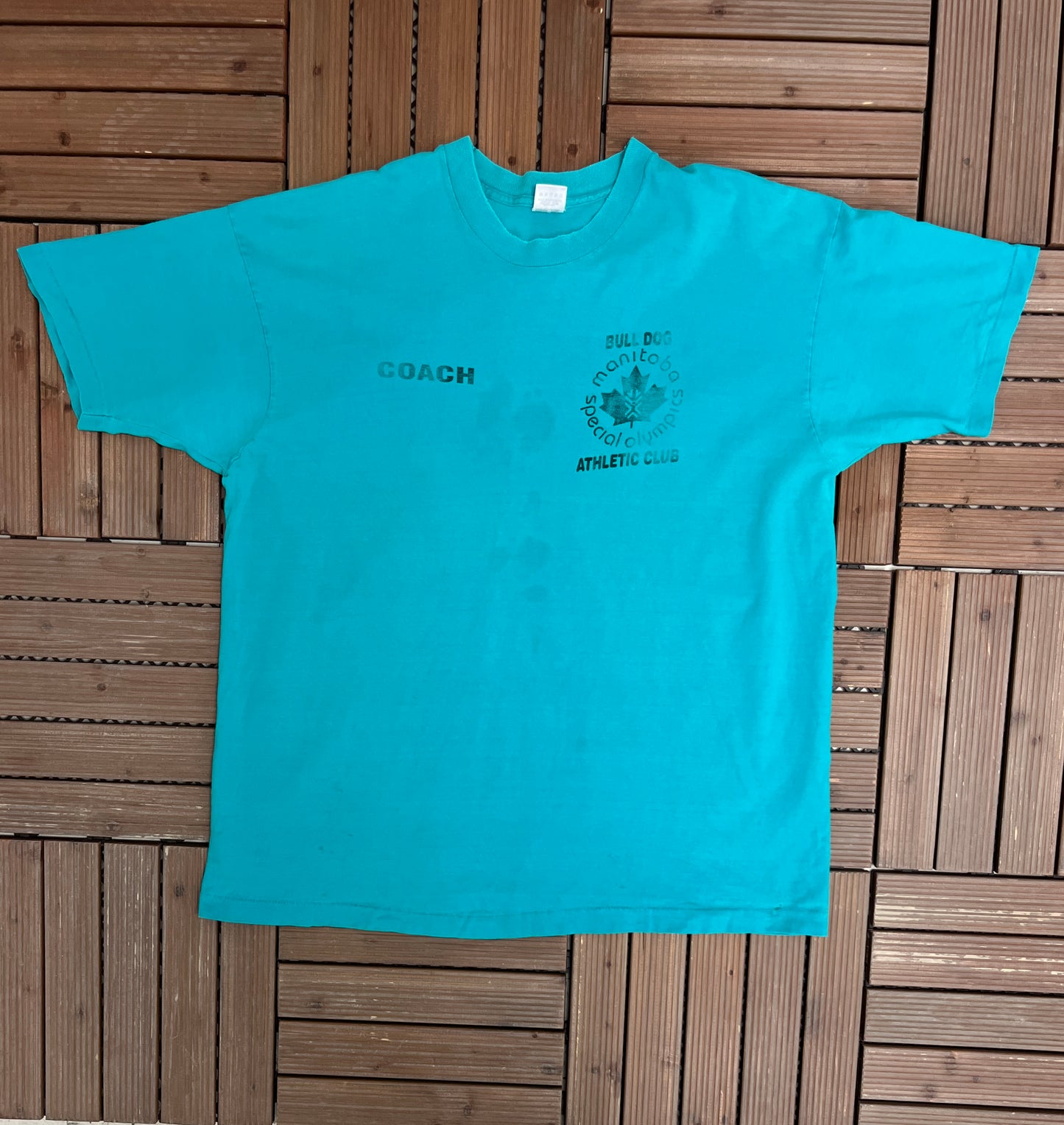 Manitoba Bull Dog Athletic Club Graphic Tee | Size XX-Large | Vintage 1990s Promotional Teal T-Shirt |