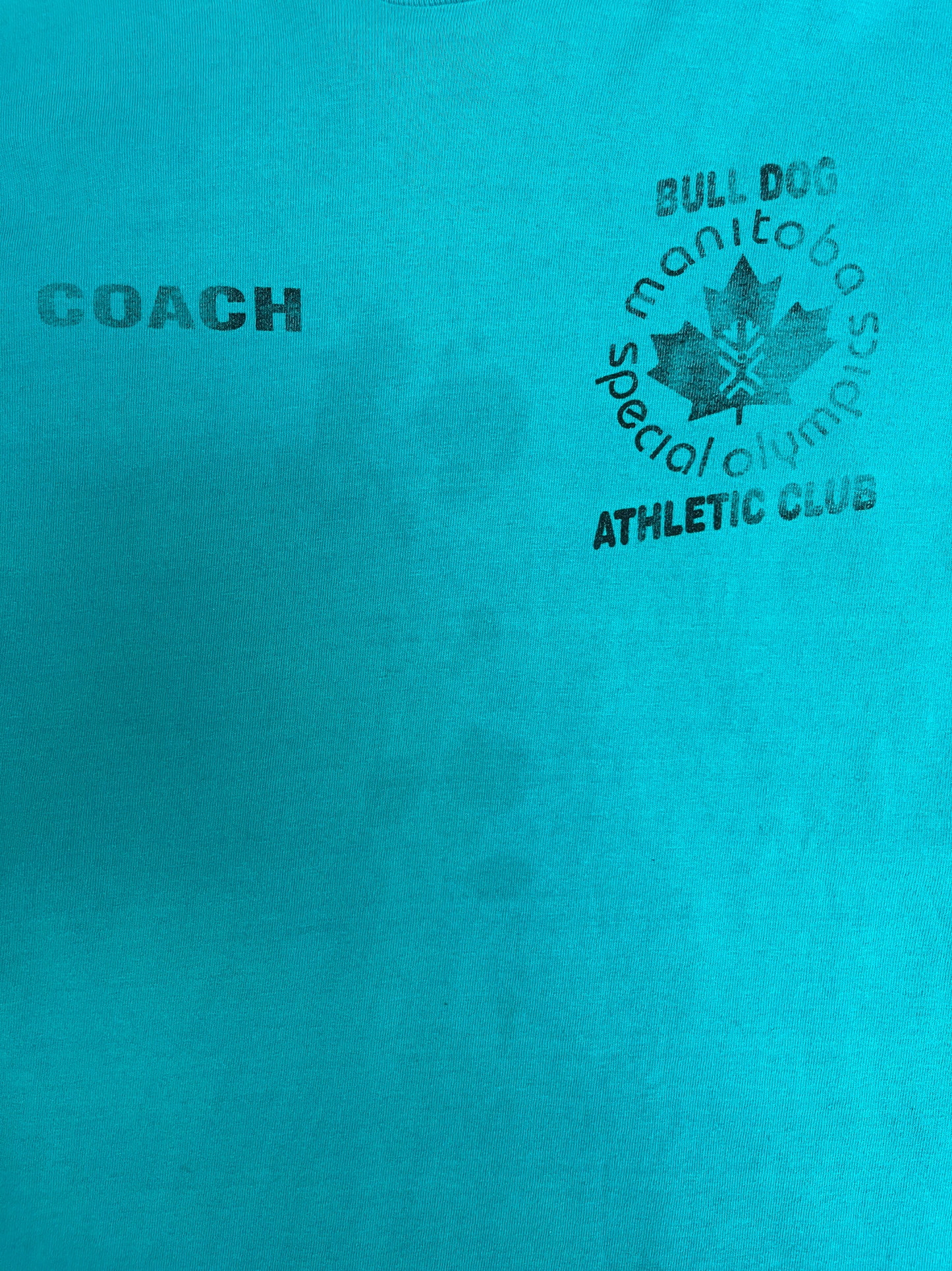 Manitoba Bull Dog Athletic Club Graphic Tee | Size XX-Large | Vintage 1990s Promotional Teal T-Shirt |