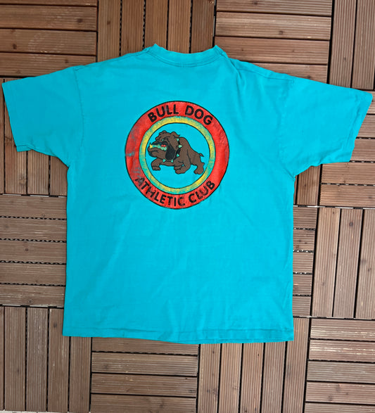 Manitoba Bull Dog Athletic Club Graphic Tee | Size XX-Large | Vintage 1990s Promotional Teal T-Shirt |