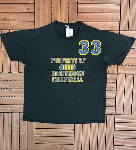 Property of Northwood Volleyball Graphic Tee | Size X-Large | Vintage 1990s Russell Athletic Black T-Shirt | Free Shipping to USA |