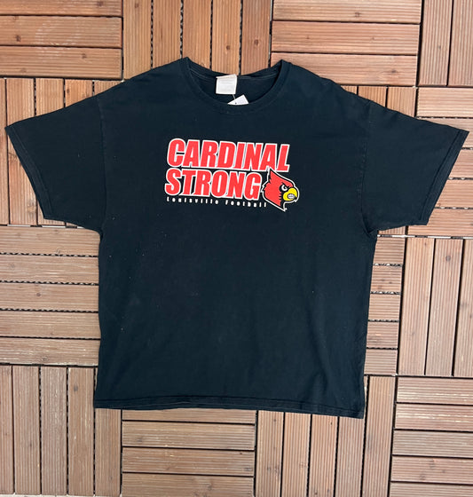 Louisville Cardinal Strong Graphic Tee | Size X-Large | Vintage 2000s College Football Black T-Shirt | Free Shipping to USA |