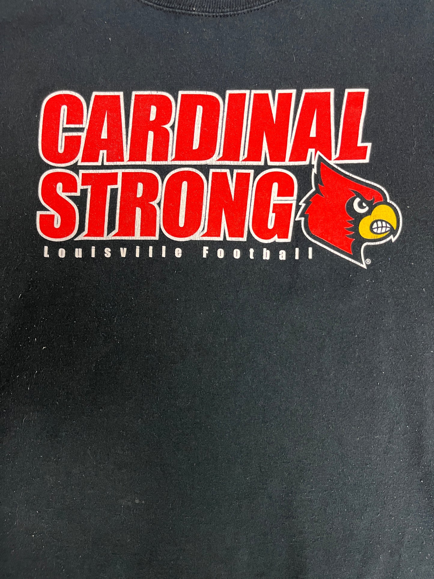 Louisville Cardinal Strong Graphic Tee | Size X-Large | Vintage 2000s College Football Black T-Shirt | Free Shipping to USA |