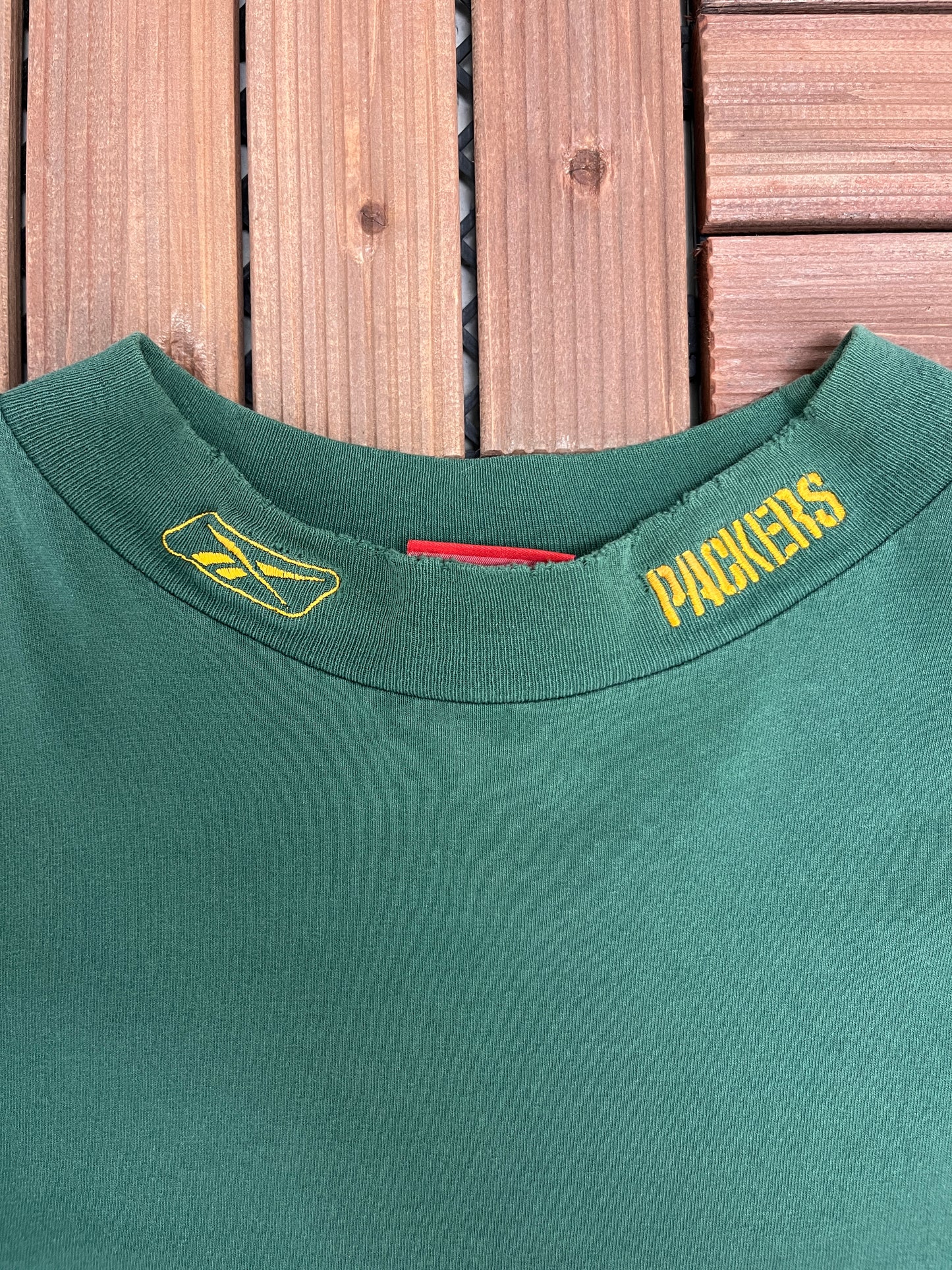 Green Bay Packers Reebok Mock Neck Graphic Tee | Size Medium | Vintage 1990s NFL Football Green T-Shirt |