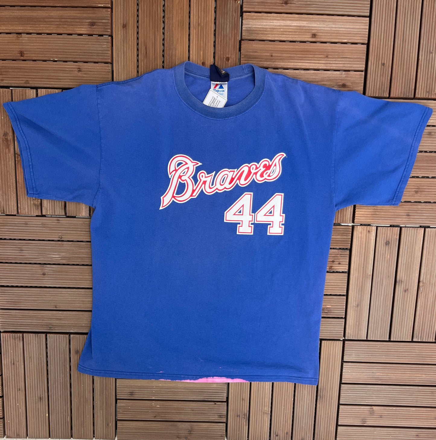 Atlanta Braves Hank Aaron Graphic Tee | Size XX-Large | Vintage 2000s MLB Baseball Blue T-Shirt | Free Shipping to USA |