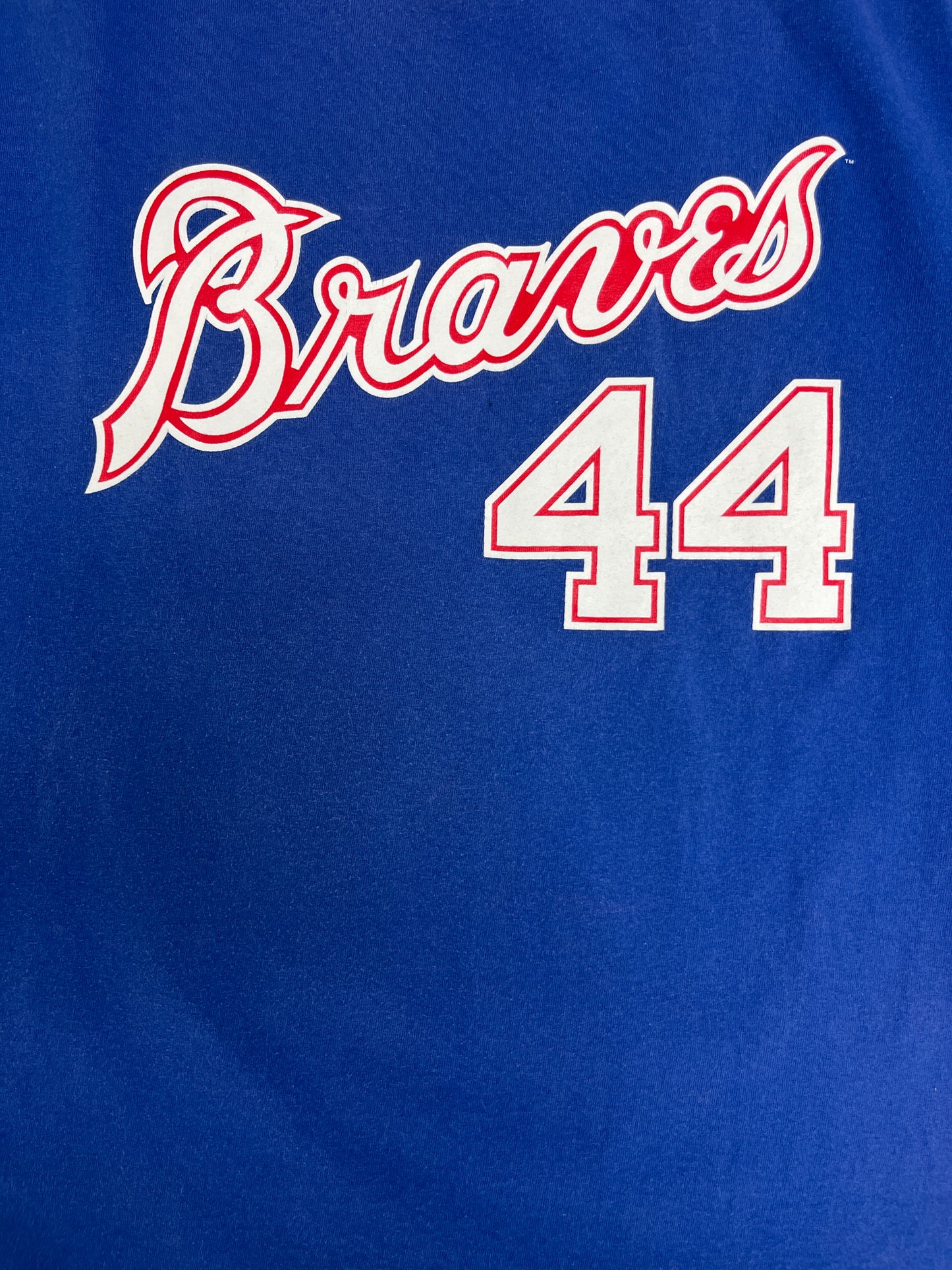 Atlanta Braves Hank Aaron Graphic Tee | Size XX-Large | Vintage 2000s MLB Baseball Blue T-Shirt | Free Shipping to USA |