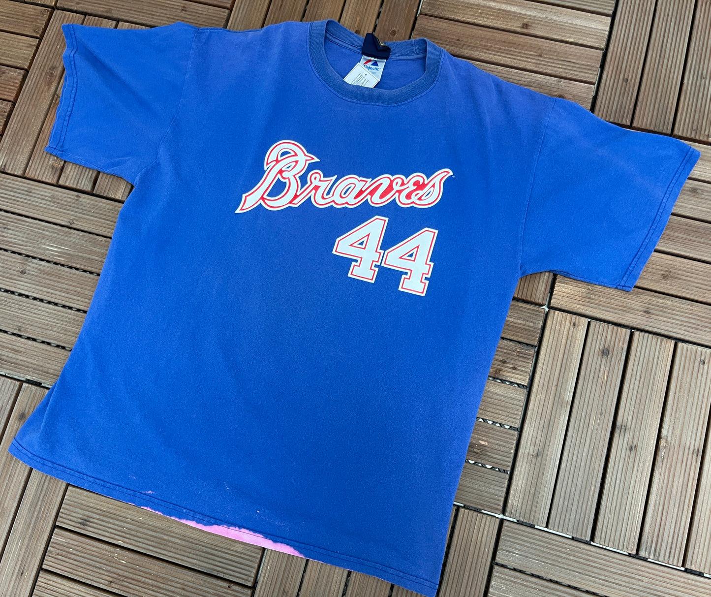 Atlanta Braves Hank Aaron Graphic Tee | Size XX-Large | Vintage 2000s MLB Baseball Blue T-Shirt | Free Shipping to USA |