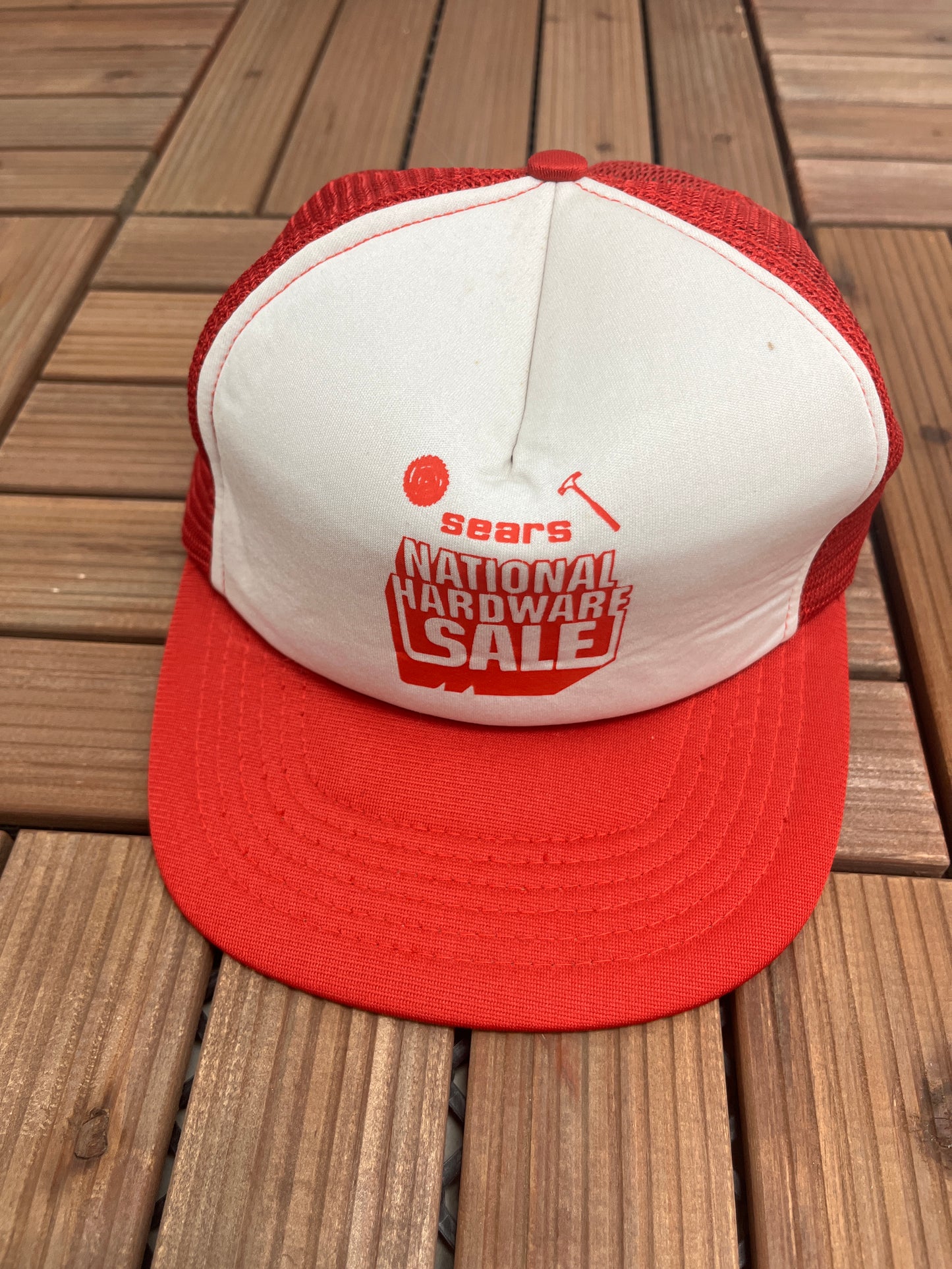 Sears National Hardware Sale Graphic Hat | Snap Back | Vintage 1990s Promotional White Cap |