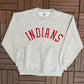Cleveland Indians Stitched Graphic Crewneck | Size X-Large | Vintage 1990s MLB Baseball Grey Sweater |