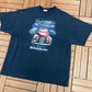 Classic Trucks Made in America Graphic Tee | Size XX-Large | Vintage 2000s Muscle Car Promotional Blue T-Shirt |