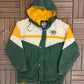 Green Bay Packers Embroidered Graphic Jacket | Size Medium | Vintage 1990s NFL Football Green Game Day Jacket |