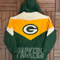 Green Bay Packers Embroidered Graphic Jacket | Size Medium | Vintage 1990s NFL Football Green Game Day Jacket |