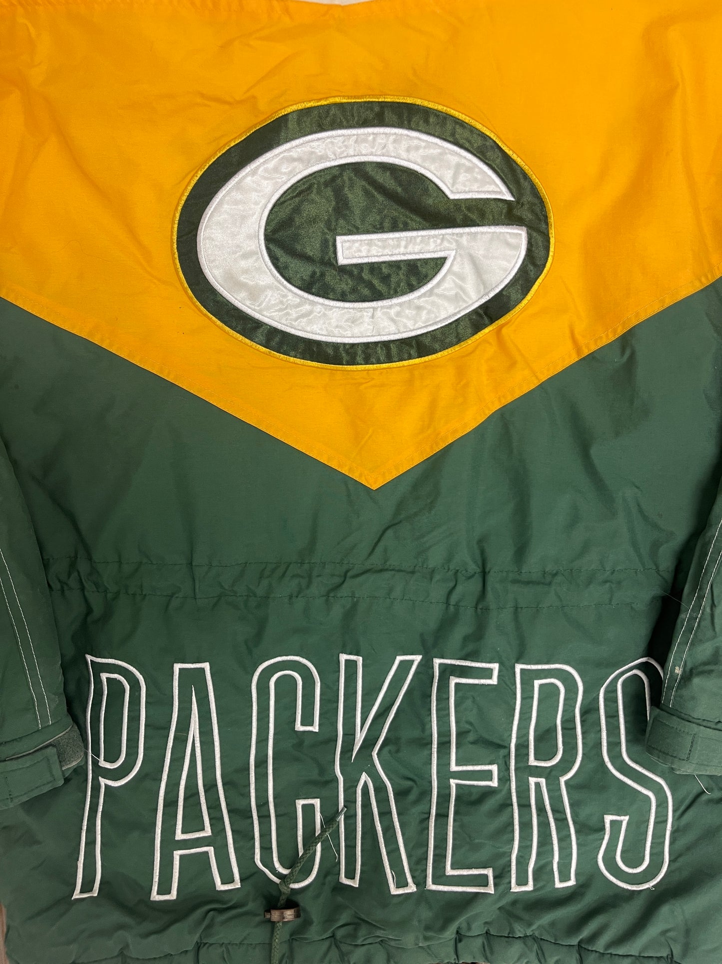 Green Bay Packers Embroidered Graphic Jacket | Size Medium | Vintage 1990s NFL Football Green Game Day Jacket |