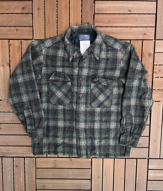 Pendleton Pure Virgin Wool Grey Flannel Shirt | Size X-Large | Vintage 1990s Grey Button Down | Made in USA |