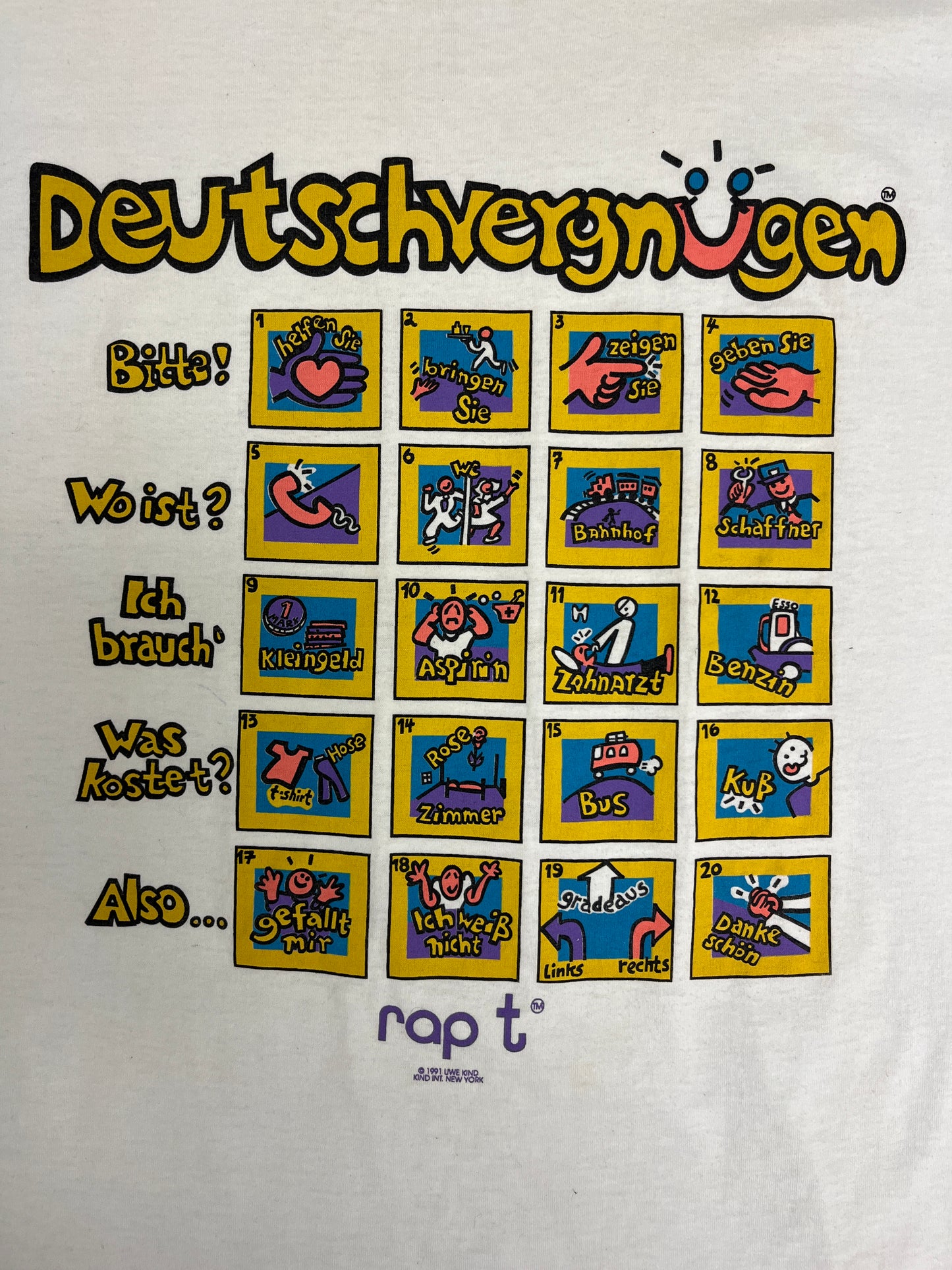 Deutschvergnügen Rap T Graphic Tee | Size X-Large | Vintage Made in USA Single Stitch White T-Shirt |