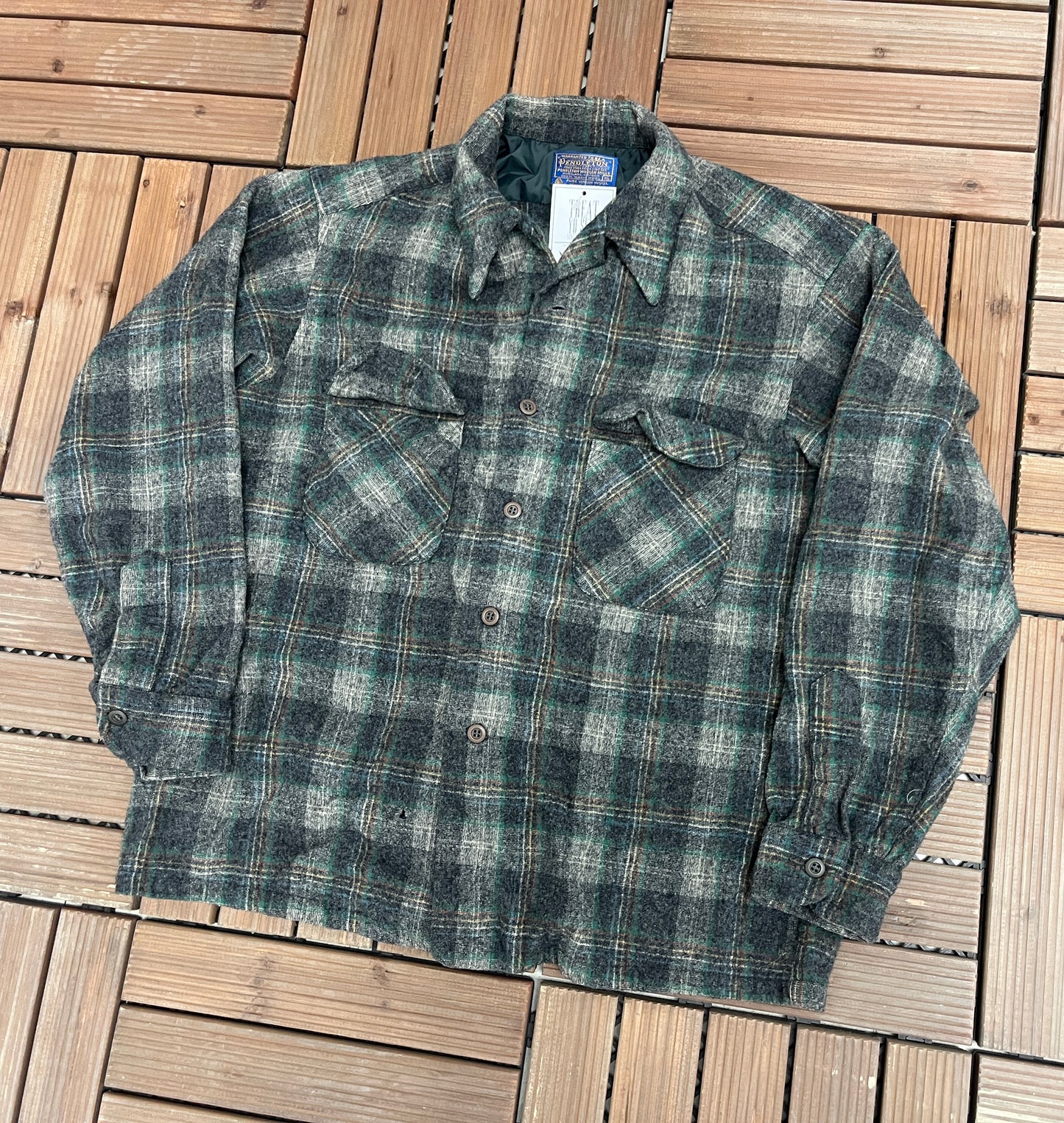 Pendleton Pure Virgin Wool Grey Flannel Shirt | Size X-Large | Vintage 1990s Grey Button Down | Made in USA |