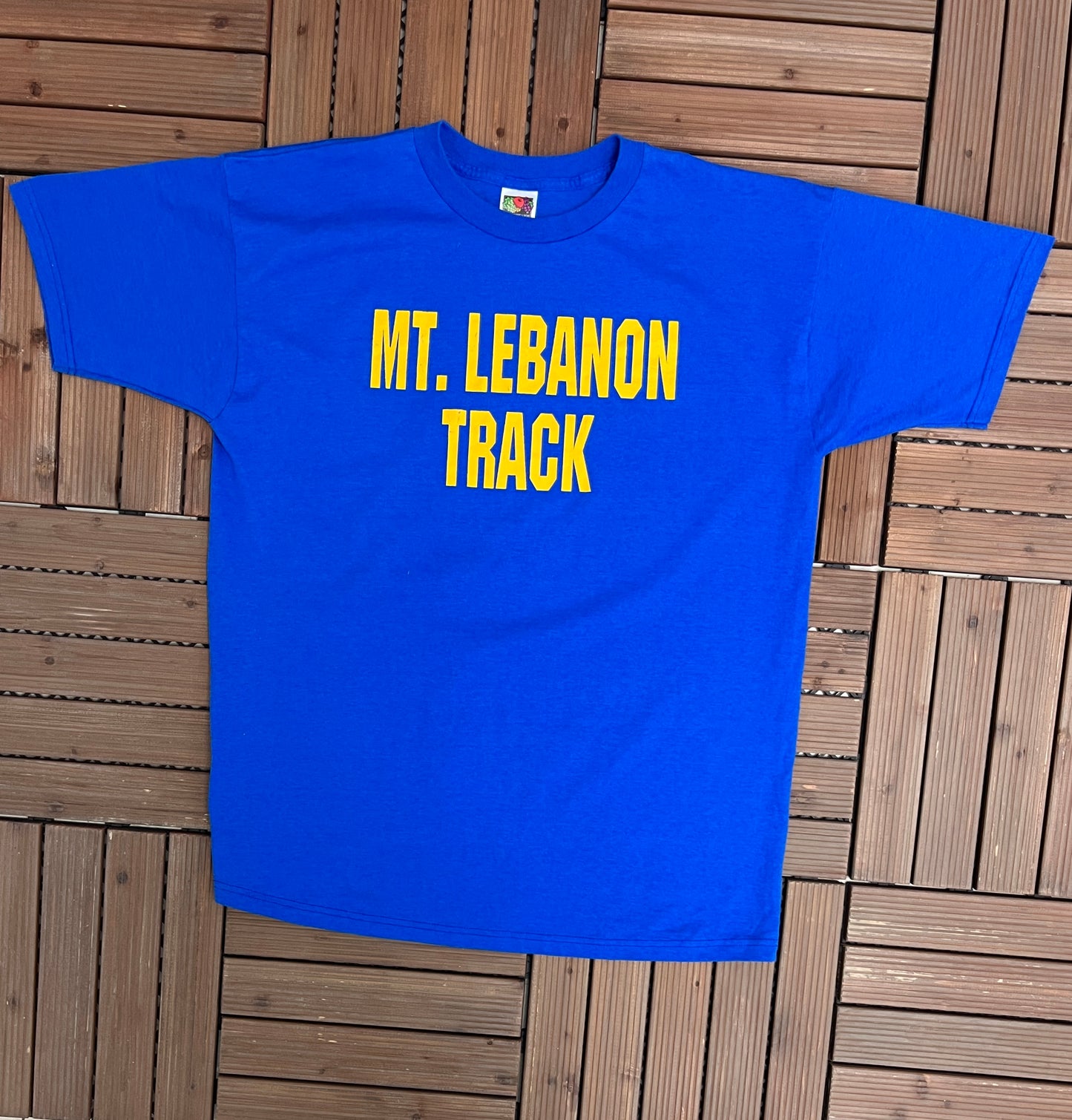 Mt. Lebanon Track Graphic Tee | Size X-Large | Vintage 2000s High School Blue T-Shirt |