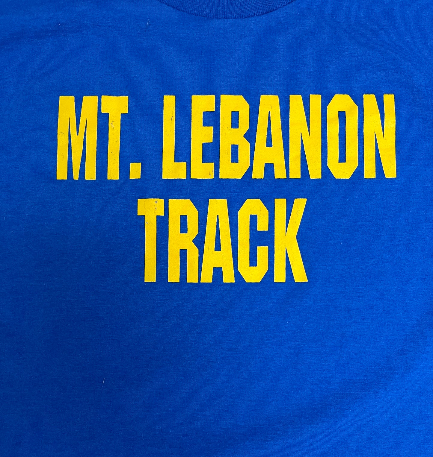 Mt. Lebanon Track Graphic Tee | Size X-Large | Vintage 2000s High School Blue T-Shirt |