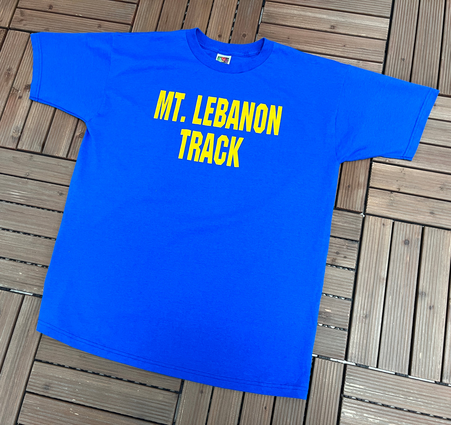 Mt. Lebanon Track Graphic Tee | Size X-Large | Vintage 2000s High School Blue T-Shirt |