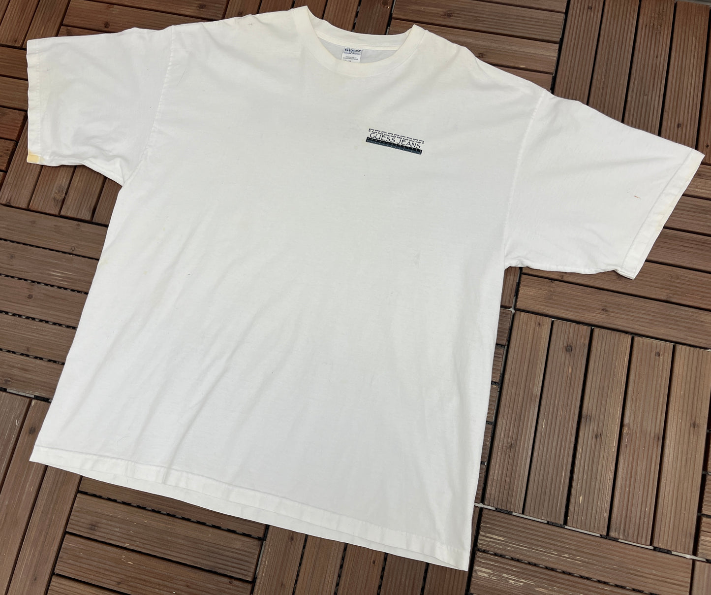Guess Jeans Graphic Tee | Size XX-Large | Vintage 1990s Branded Made in USA White T-Shirt |