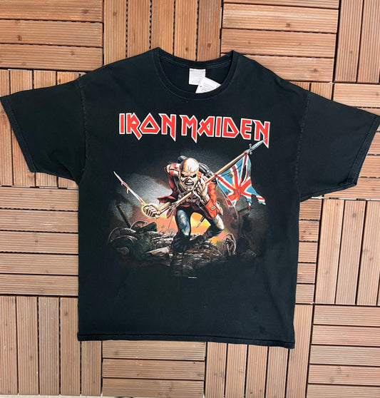 Iron Maiden English Flag Graphic Tee | Size XX-Large | Vintage 2000s Heavy Metal Music Black T-Shirt | Free Shipping to USA |