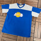 Los Angeles Lakers Embroidered Graphic Tee | Size Large | Vintage 2000s NBA Basketball Blue T-Shirt |