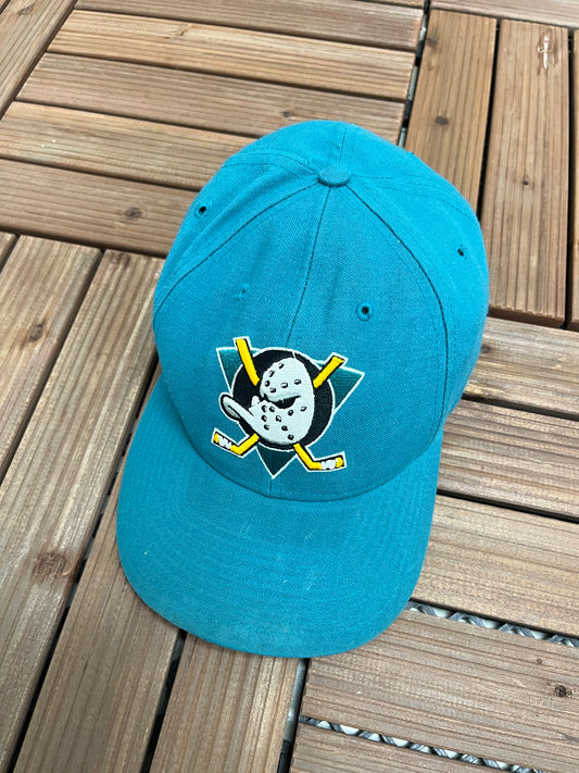 Anaheim Mighty Ducks Embroidered Graphic Hat | Snap Back | Vintage Twins Enterprise Green Cap |