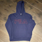 FILA Spell Out Embroidered Graphic Hoodie | Size Medium | Vintage Style Branded Blue Sweatshirts | Free Shipping to USA |
