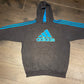 Adidas Neon Three Stripes Hoodie | Size Large | Vintage Style Branded Sweatshirt | Grey, Blue & Green Sweatshirt | Free Shipping to USA |