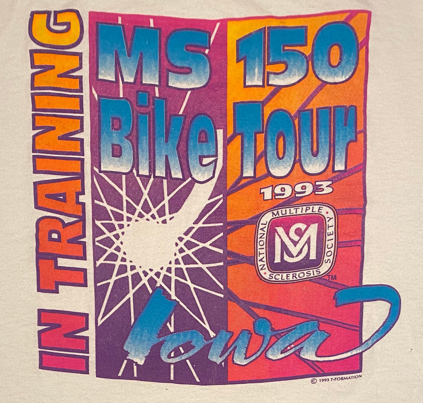 Bike Tour MS-150 Iowa Graphic Tee | Size XL | Vintage 1990s Retro Iowa White Tank Top | Single Stitch Racing Biker | Free Shipping to USA |