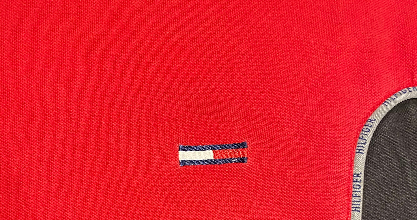 Tommy Hilfiger Colour Blocked Tee | Size Large | Vintage 1990s Style Retro Tommy T-Shirt | Embroidered Logo | Free Shipping to USA |