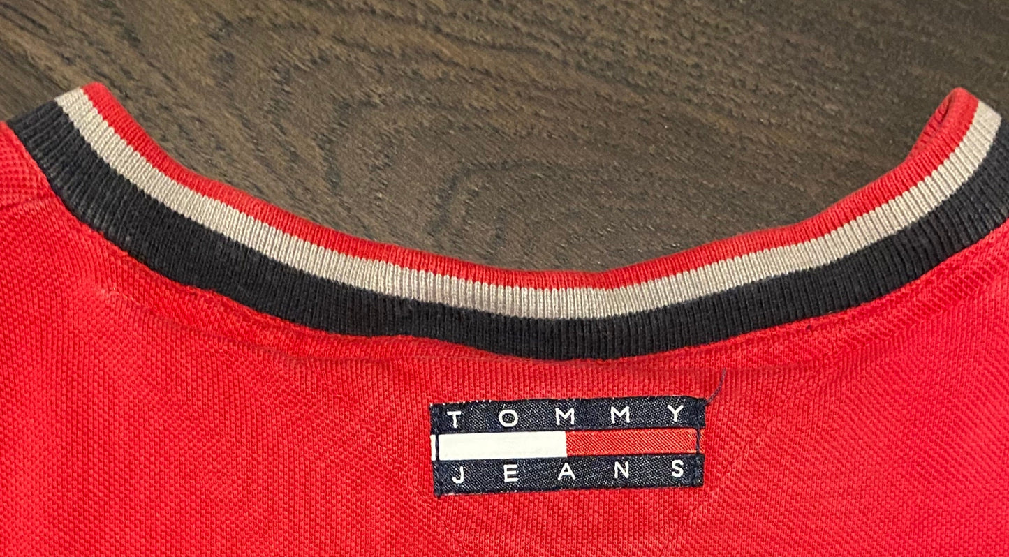 Tommy Hilfiger Colour Blocked Tee | Size Large | Vintage 1990s Style Retro Tommy T-Shirt | Embroidered Logo | Free Shipping to USA |