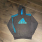 Adidas Neon Three Stripes Hoodie | Size Large | Vintage Style Branded Sweatshirt | Grey, Blue & Green Sweatshirt | Free Shipping to USA |