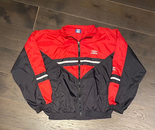 Umbro Colour Blocked Windbreaker Jacket | Size Large | Vintage Branded Windbreaker | Black & Red Jacket | Free Shipping to USA |