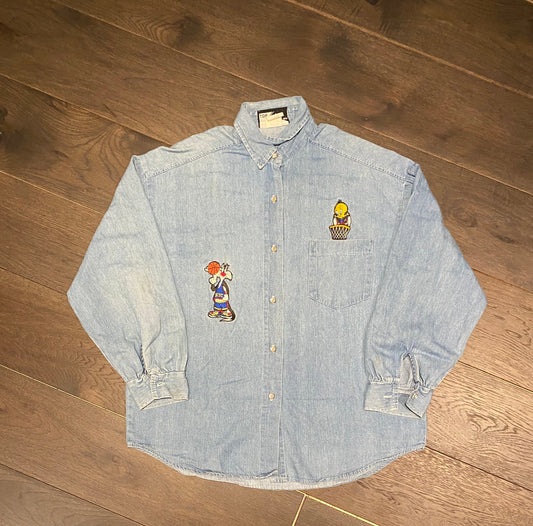 Looney Tunes Tweety Bird & Sylvester Denim Jacket | Size Large | Vintage Retro Jean Jacket | Made in USA Jean Jacket | Free Shipping to USA|