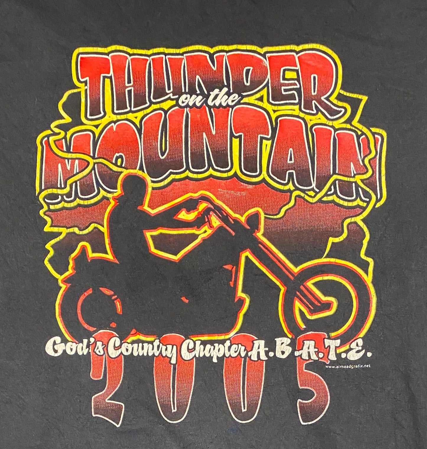 Thunder On The Mountain Graphic Tee | Size Large | Vintage 2000s Black Biker T-Shirt | Abate of Pennsylvania | Free Shipping to USA |