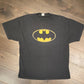 Batman Yellow Logo Graphic Tee | Size XXL | Vintage 2000s Retro Superhero Graphic T-Shirt | Black Cotton T-Shirt |