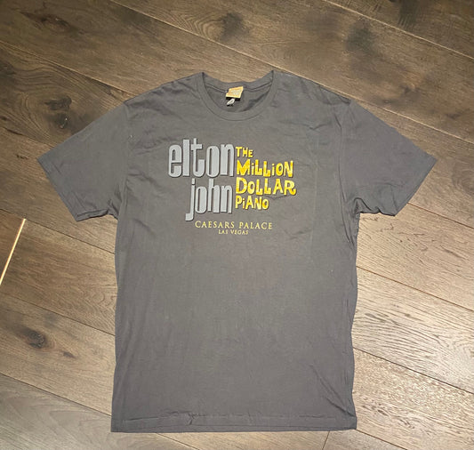 Elton John The Million Dollar Piano Tour Graphic Tee | Size XL | Vintage 2000s Music Singer Grey T-Shirt | Free Shipping to USA |