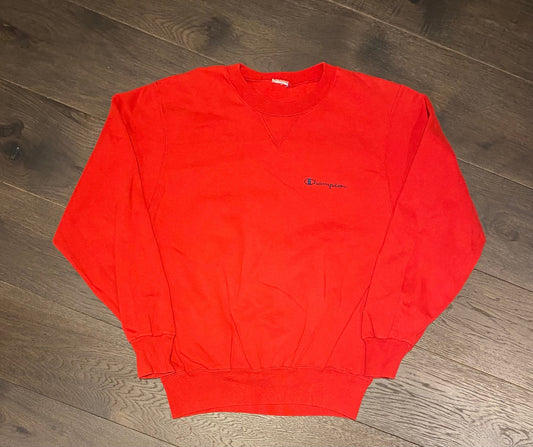 Champion Embroidered Graphic Crewneck | Size Medium | Vintage 1990s Retro Red Champion Branded Sweater | Free Shipping to USA |