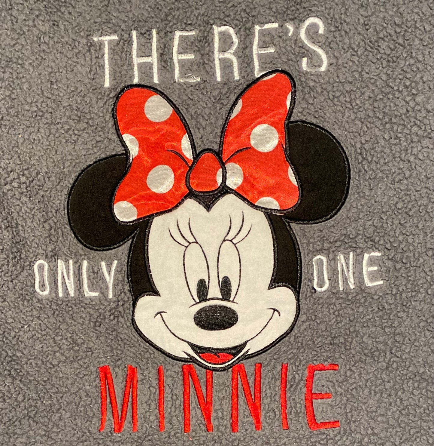 There's Only One Minnie Embroidered Graphic Fleece Crewneck | Size Youth XL | Vintage 1990s Disney Grey Sweater | Free Shipping to USA|