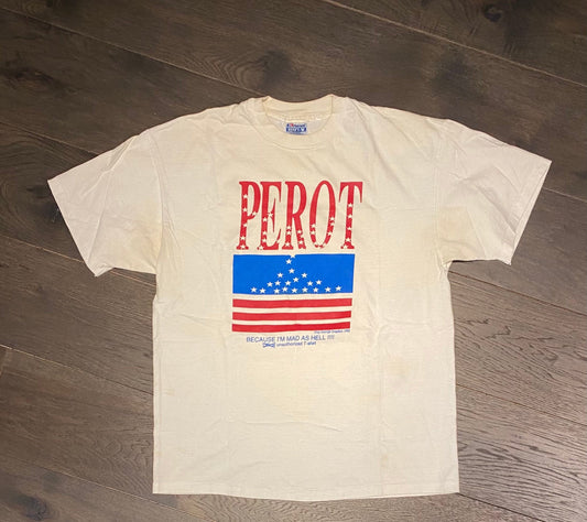 Ross Perot 1992 Presidential Campaign Graphic Tee | Size Large | Vintage 1990s Single Stitch White T-Shirt | Free Shipping to USA |