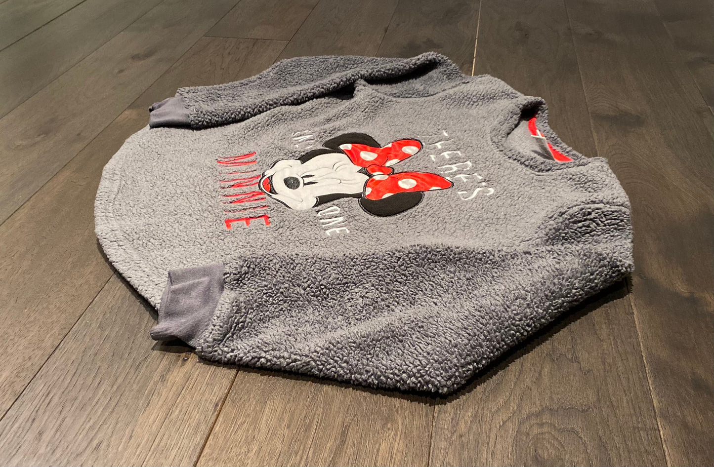 There's Only One Minnie Embroidered Graphic Fleece Crewneck | Size Youth XL | Vintage 1990s Disney Grey Sweater | Free Shipping to USA|