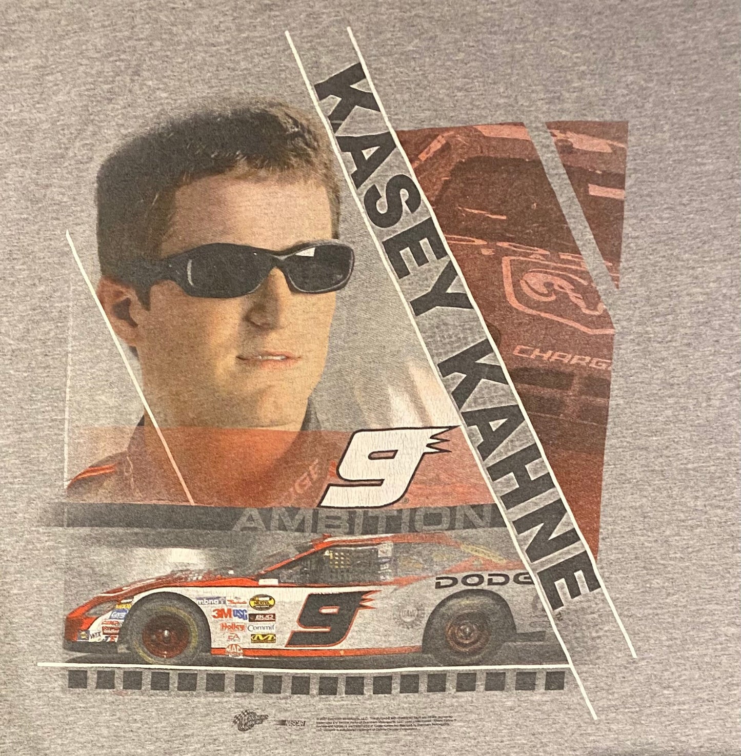 Kasey Kahne NASCAR Racing Graphic Tee | Size XL | Vintage 2000s Racing Grey T-Shirt | Winner's Circle Tag | Free Shipping to USA |