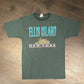 Ellis Island, New York Graphic Tee | Size Large | Vintage 1990s Single Stitch Striped Green T-Shirt | Made in USA | Free Shipping to USA |