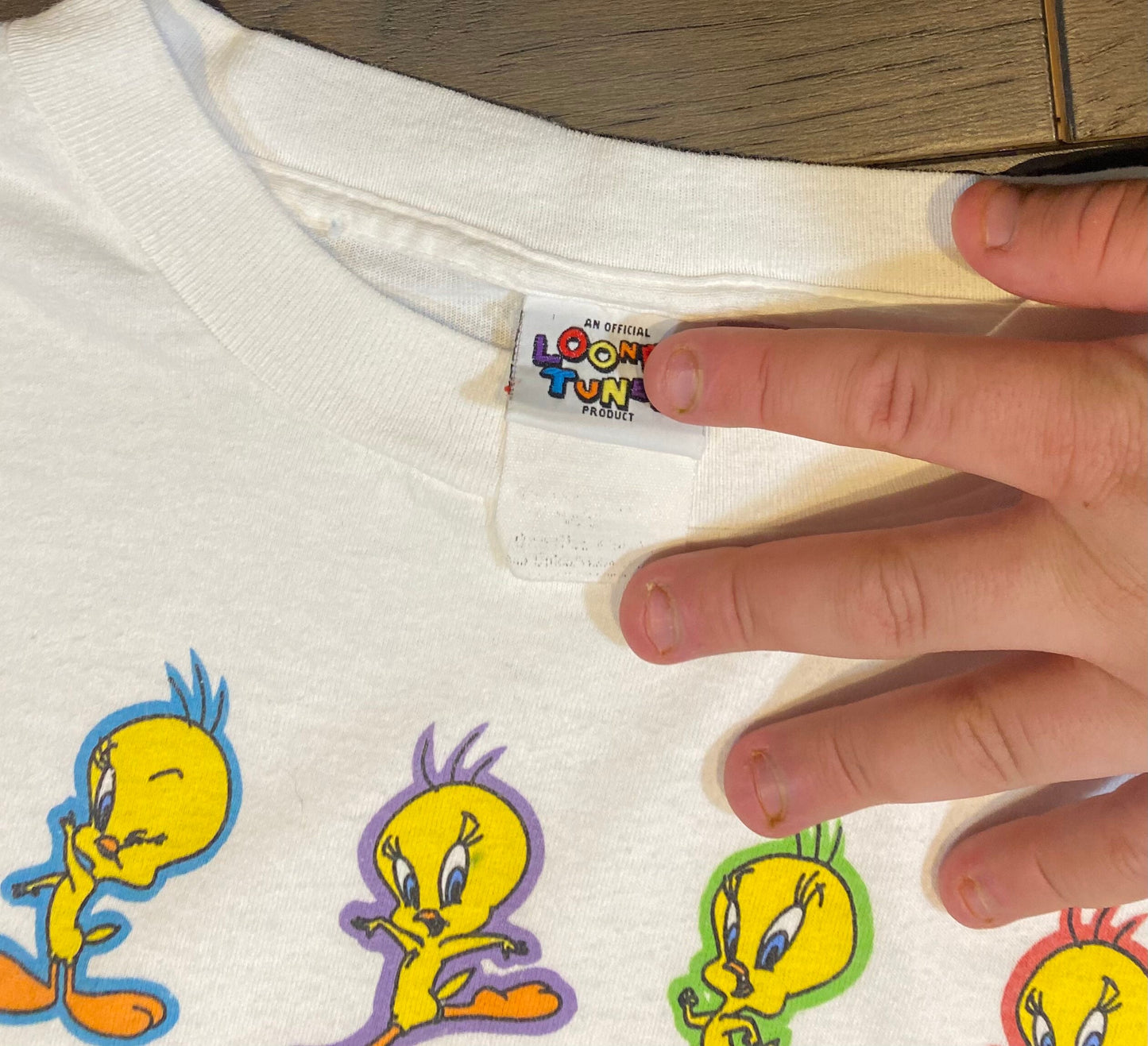 Tweety Bird Emotions Graphic Tee | Size XL | Vintage 1990s Looney Tunes Distressed White T-Shirt | Free Shipping to USA |