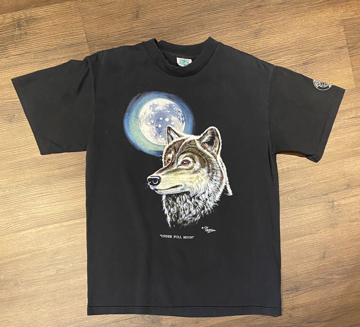 Wolves & The Moon Scenic Graphic Tee | Size Medium | Vintage 2000s Wolf Animal Black T-Shirt | Free Shipping to USA |