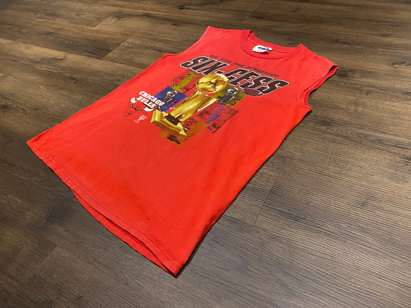 Chicago Bulls NBA Champions Six-Cess Graphic Tee | Size Medium | Vintage 1990s Basketball Tank Top | CSA Tag | Free Shipping to USA|