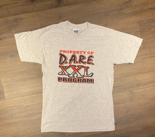 Property of XXL D.A.R.E To Resist Program Graphic Tee | Size Large | Vintage 1990s Athletic Grey T-Shirt | Free Shipping to USA |